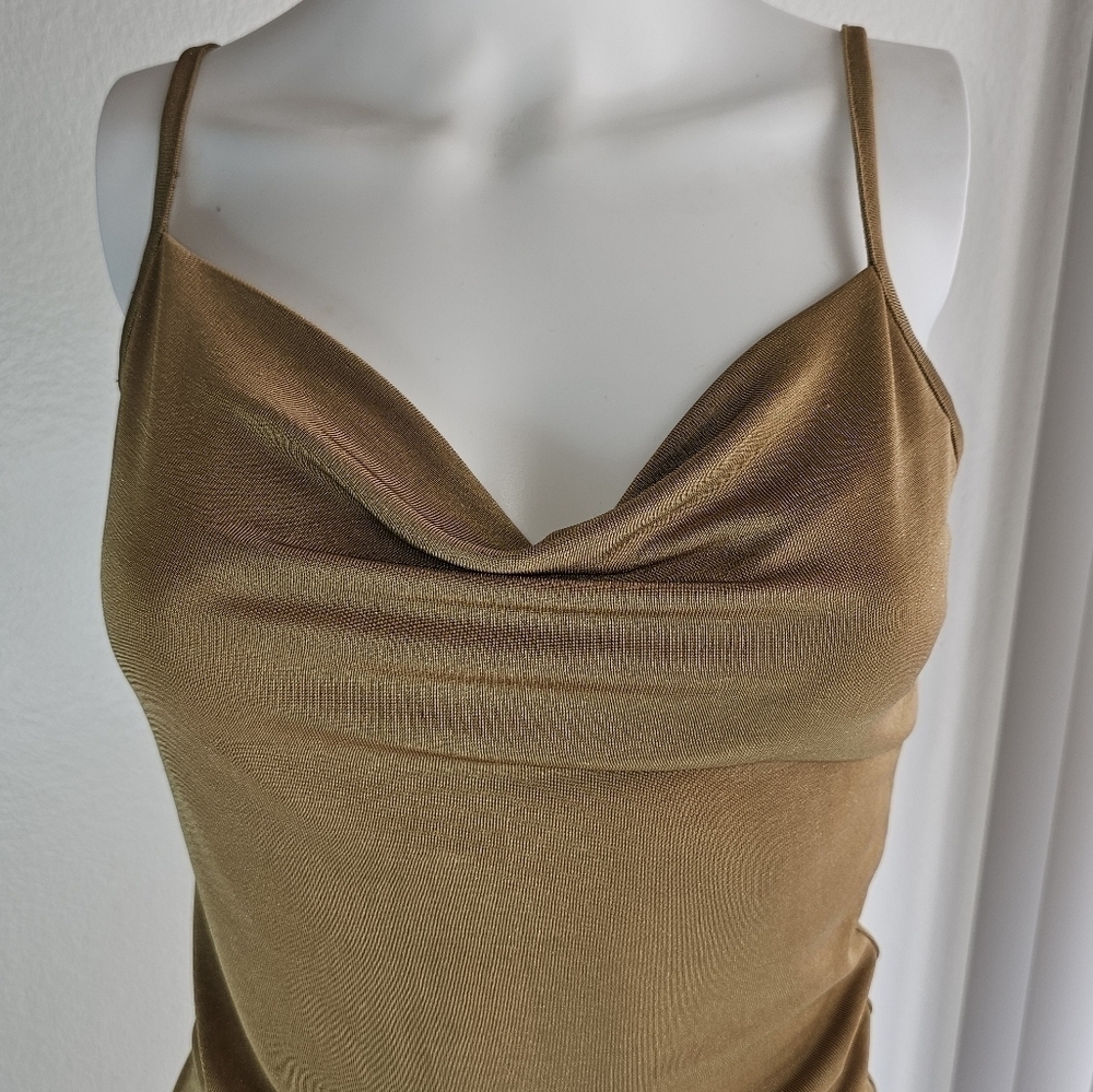 Womens Dress Size S  Gold Draped Cowl Neck - Picture 6 of 12